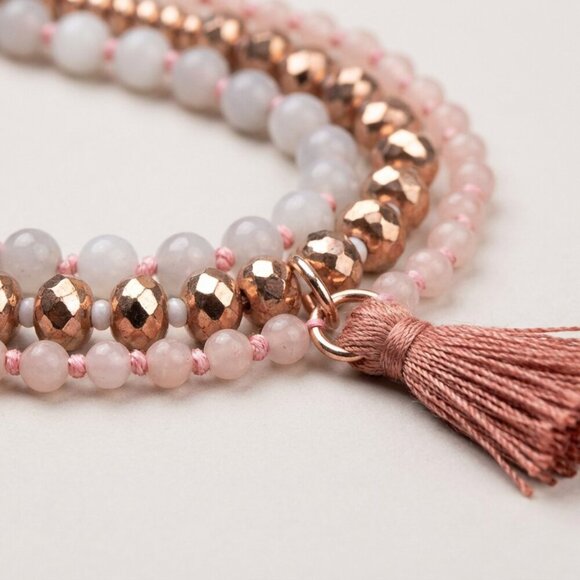 J.Crew 32" Long Beaded Tassel Necklace | Rose Gold, Gray & Blush Pink - Picture 7 of 7